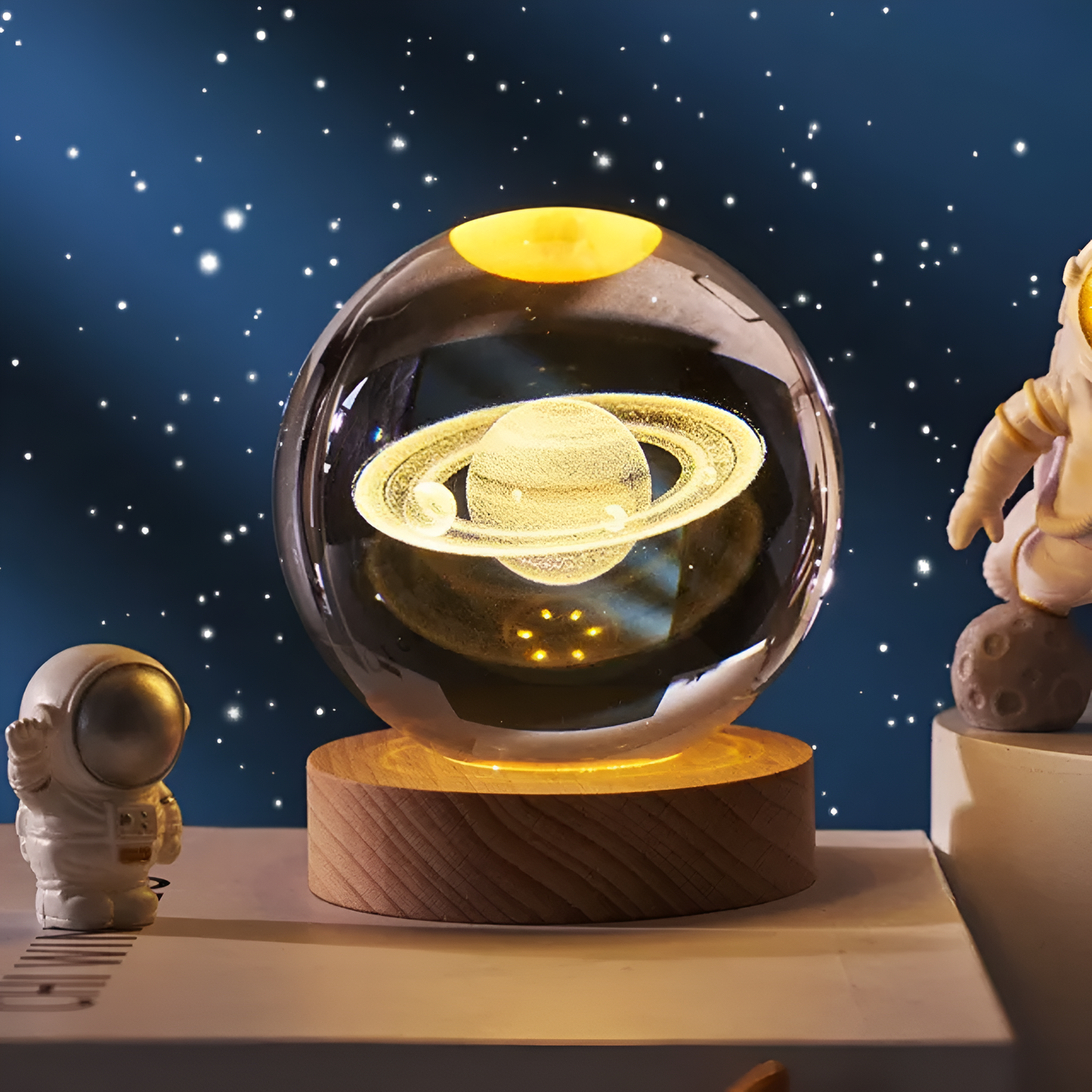 Esfera espacial 3D con base iluminada